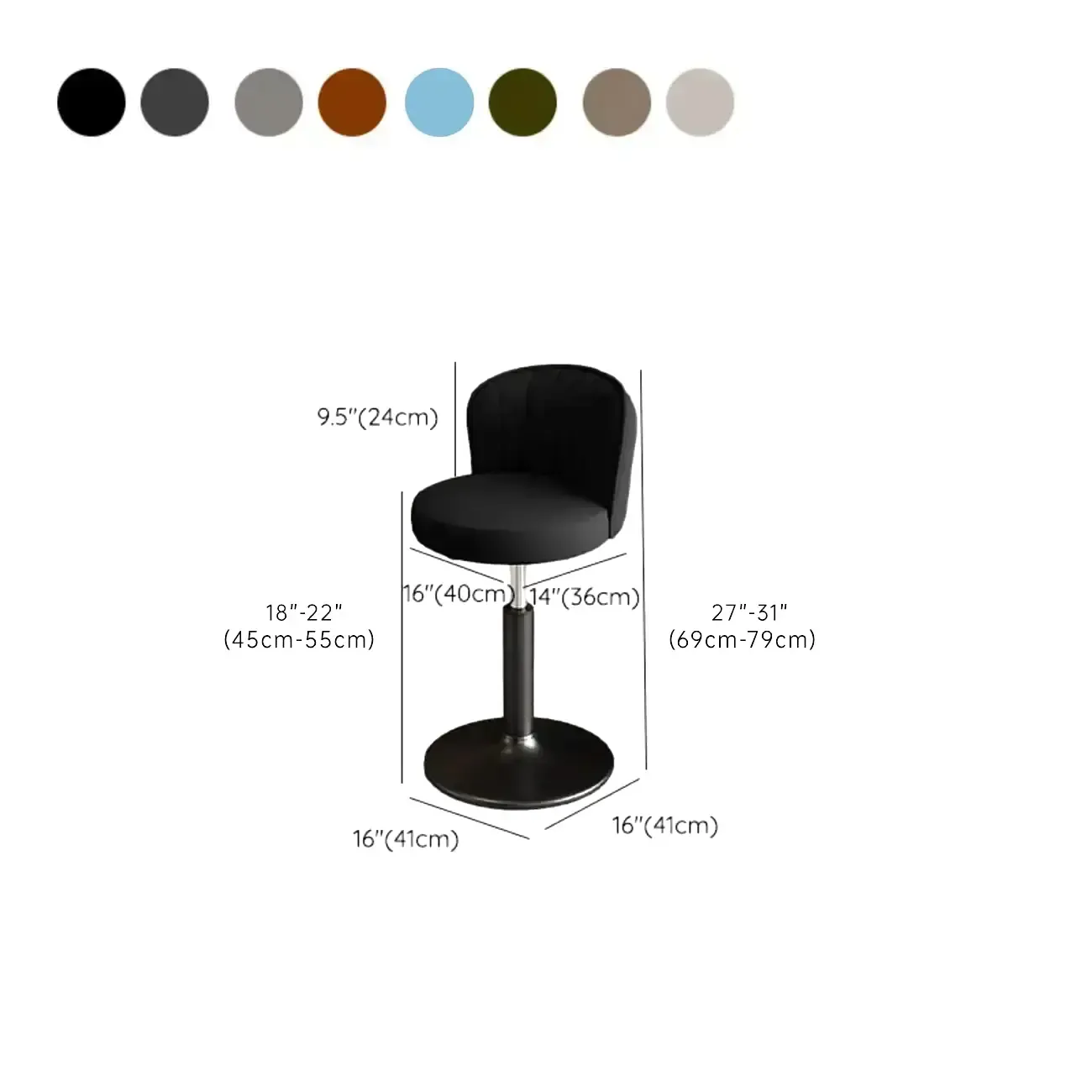Modern Leather Adjustable Swivel Bar Stools with Back Image - 57