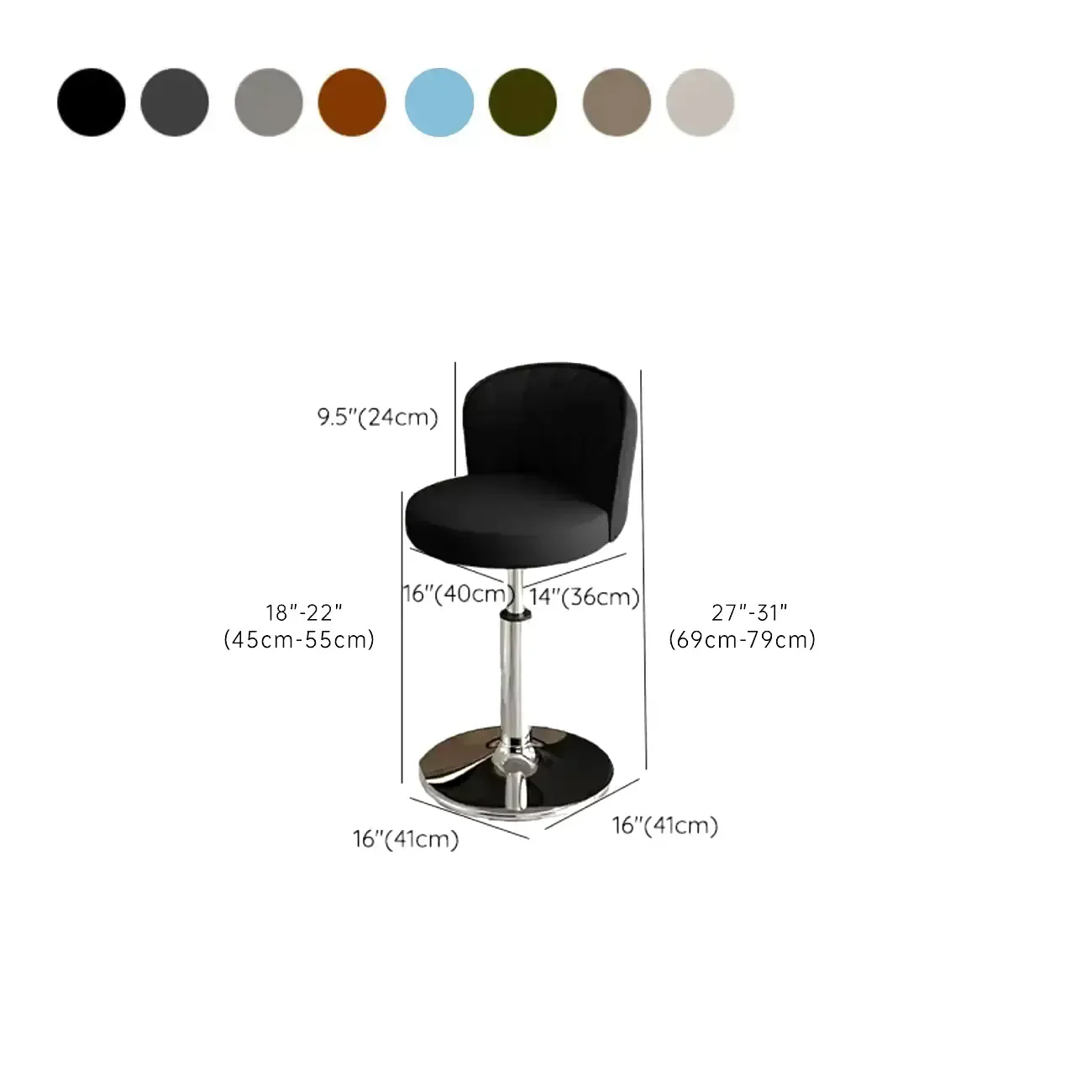 Modern Leather Adjustable Swivel Bar Stools with Back Image - 58