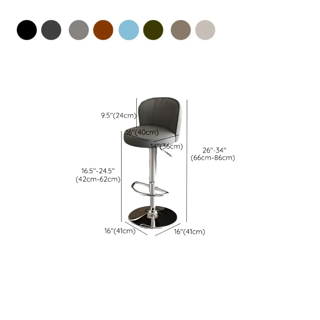Modern Leather Adjustable Swivel Bar Stools with Back Image - 61
