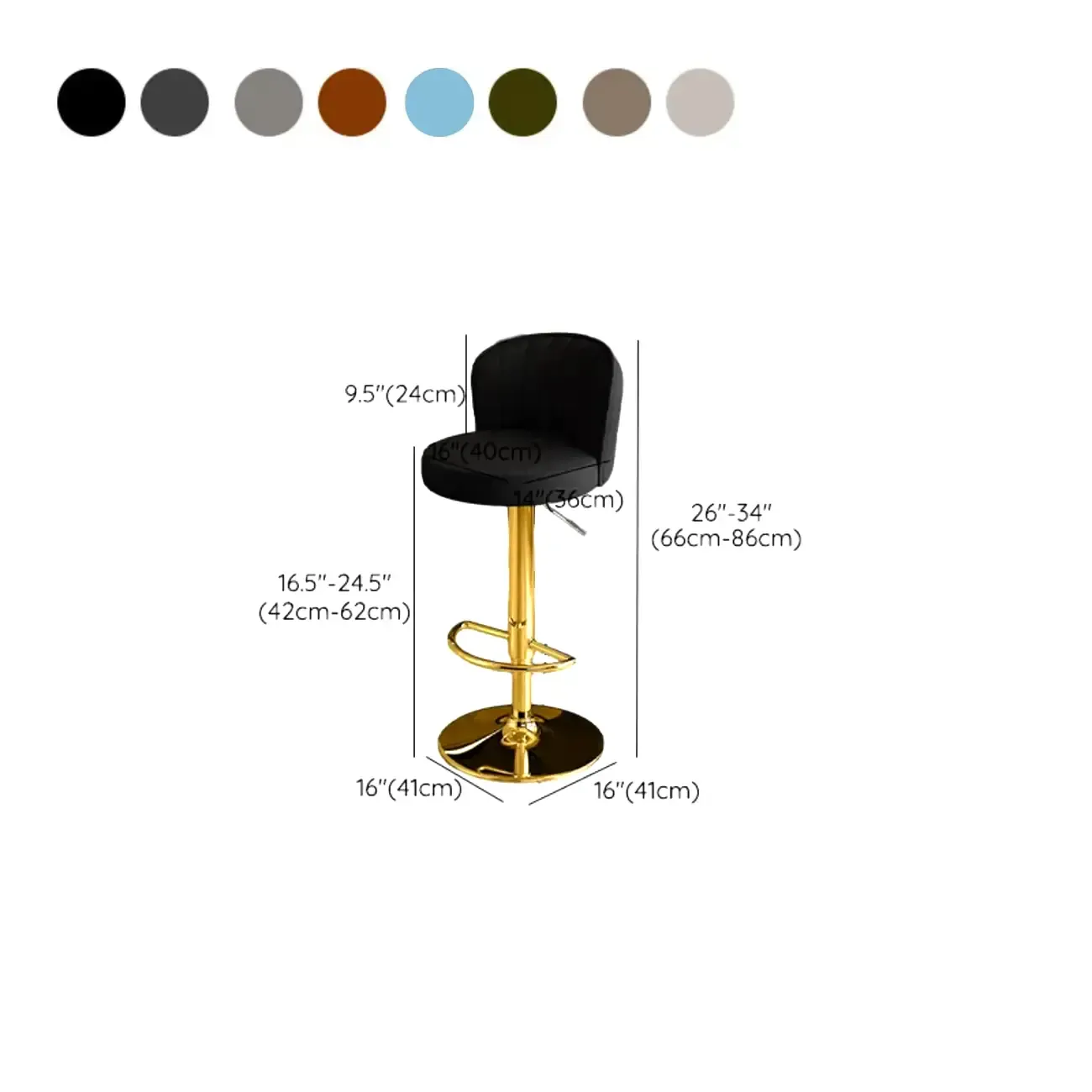 Modern Leather Adjustable Swivel Bar Stools with Back Image - 62