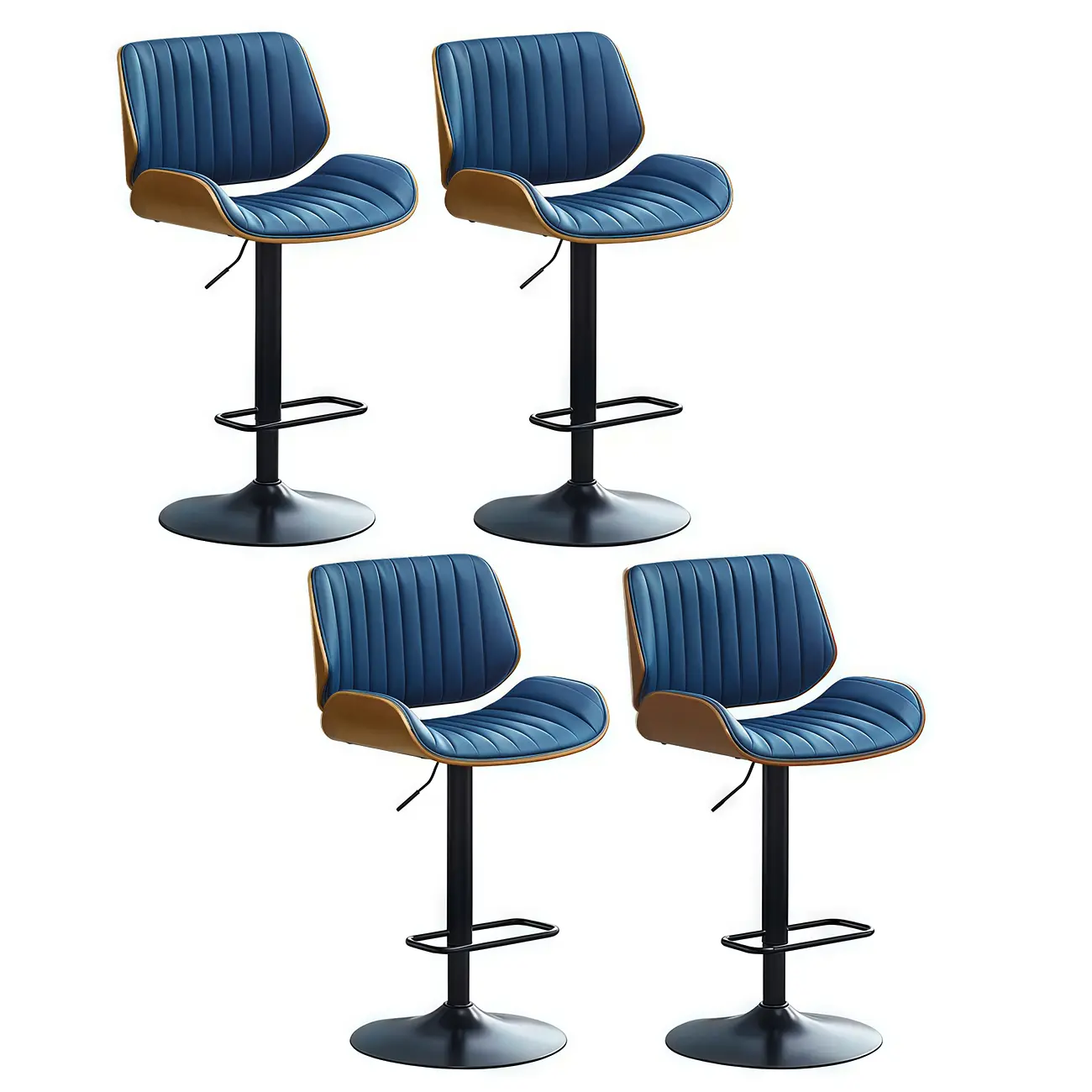 Elegant Wood Leather Red Swivel Adjustable Bar Stool Image - 45 | homeyfad