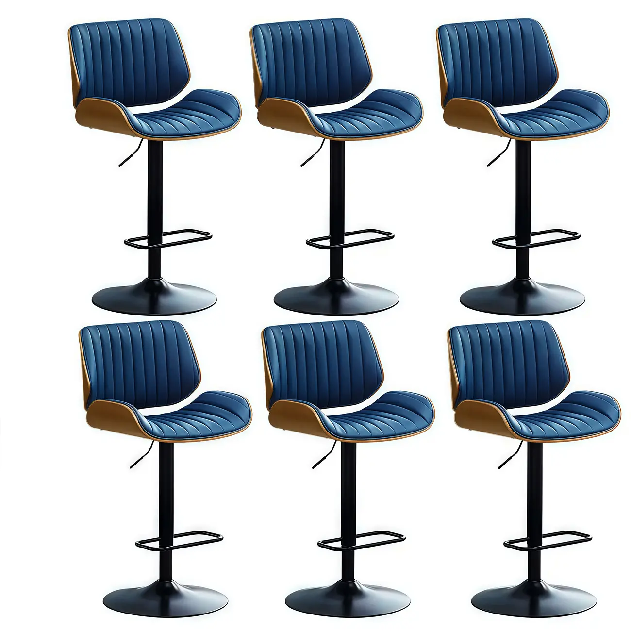 Elegant Wood Leather Red Swivel Adjustable Bar Stool Image - 46 | homeyfad