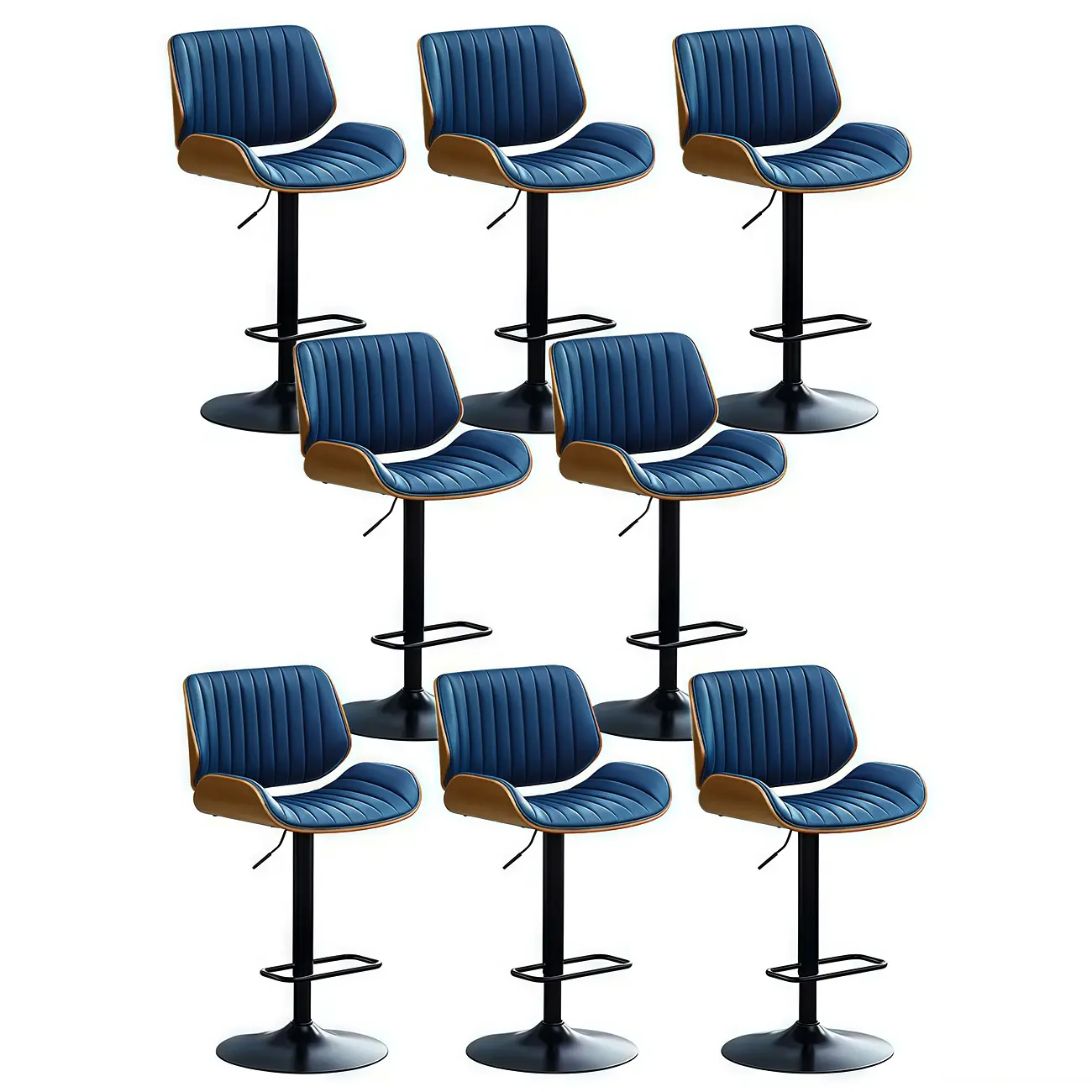 Elegant Wood Leather Red Swivel Adjustable Bar Stool Image - 47 | homeyfad