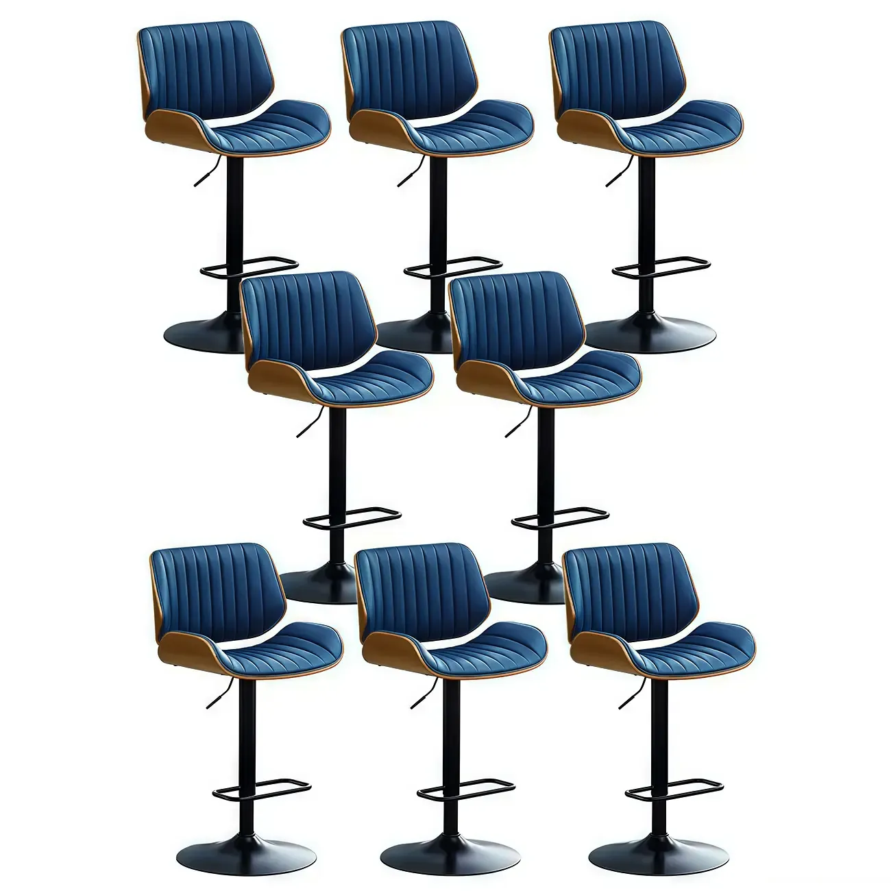 Elegant Wood Leather Red Swivel Adjustable Bar Stool Image - 47