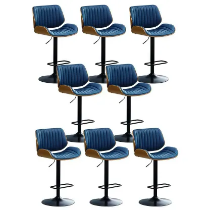 Elegant Wood Leather Red Swivel Adjustable Bar Stool Image - 47