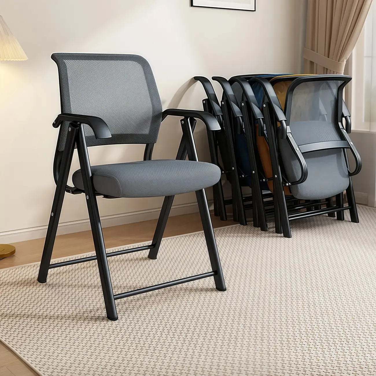 Modern Gray Mesh Folding Office Chair Image - 1 | homeyfad