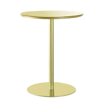 Contemporary Black Metal Pedestal Round End Table Image - 25