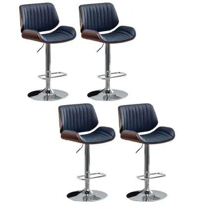 Elegant Wood Leather Red Swivel Adjustable Bar Stool