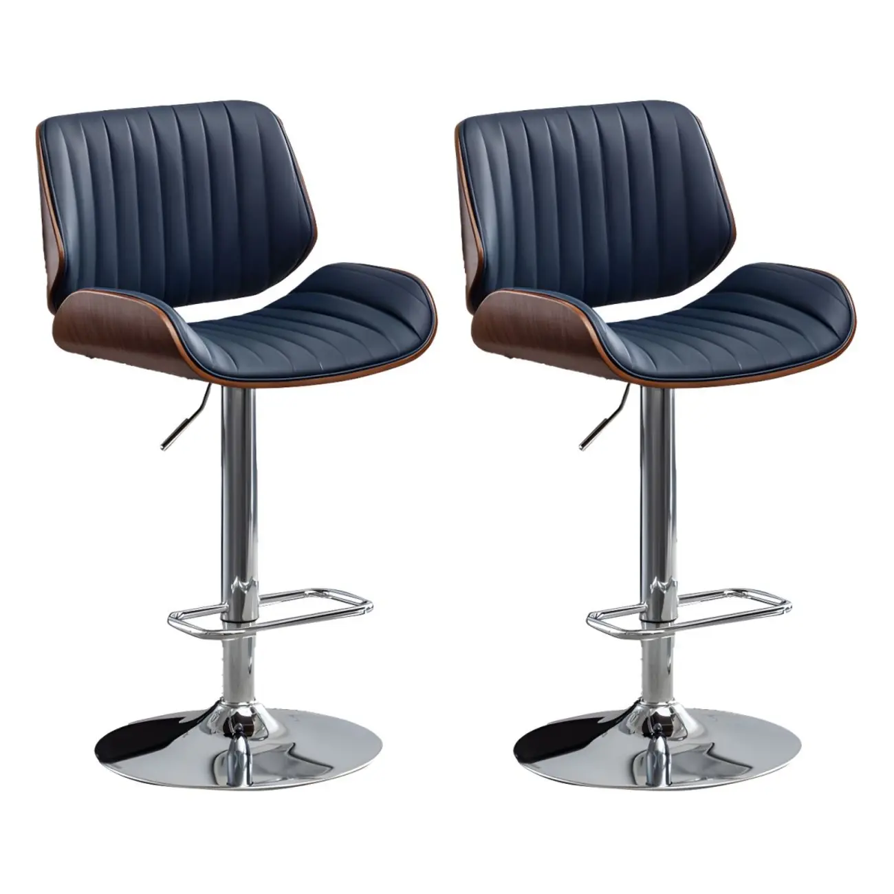 Elegant Wood Leather Red Swivel Adjustable Bar Stool | homeyfad