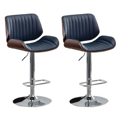 Elegant Wood Leather Red Swivel Adjustable Bar Stool