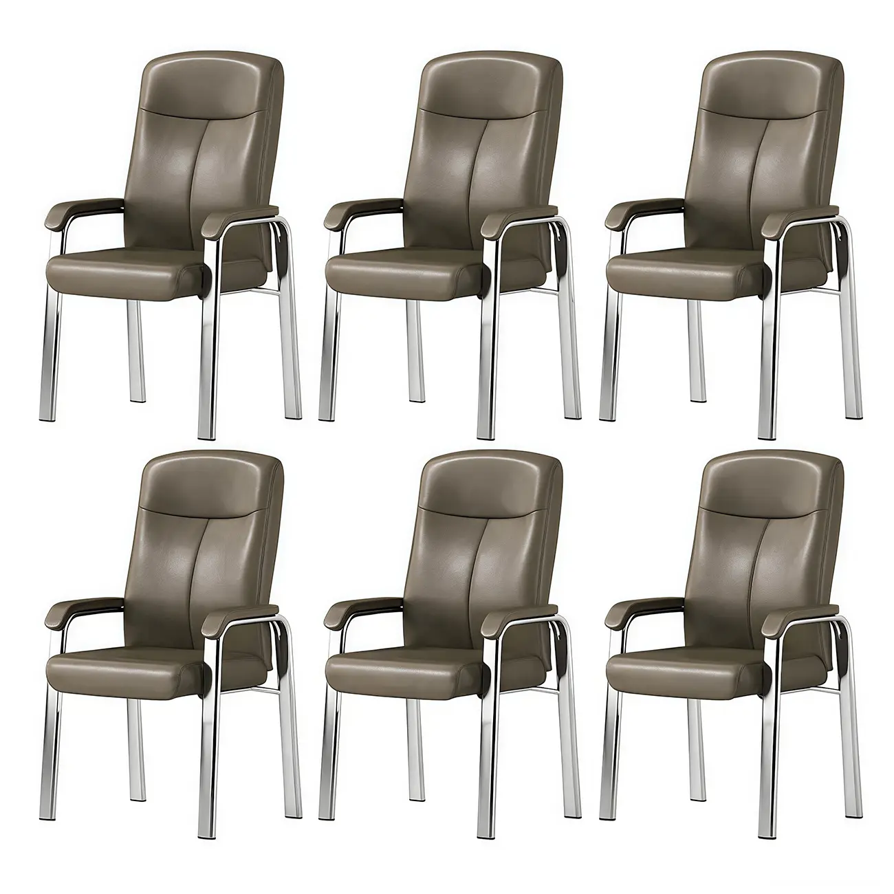 Modern Leather Metal 4-Leg Office Chair with Arms Image - 35 | homeyfad