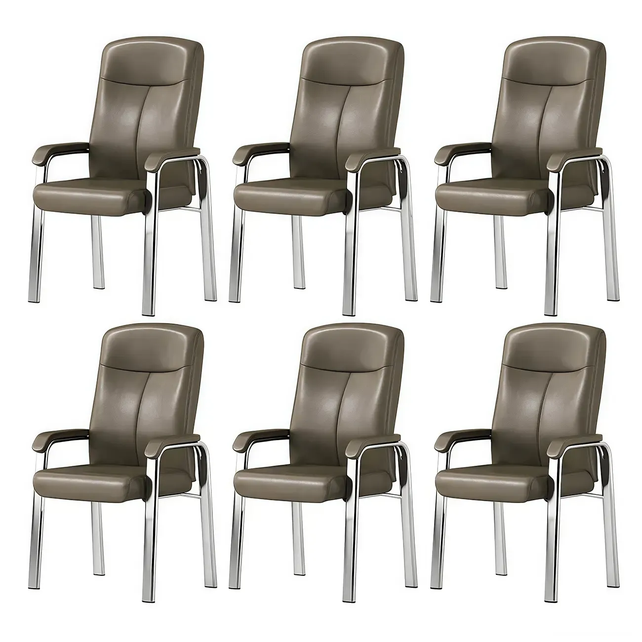 Modern Leather Metal 4-Leg Office Chair with Arms Image - 35