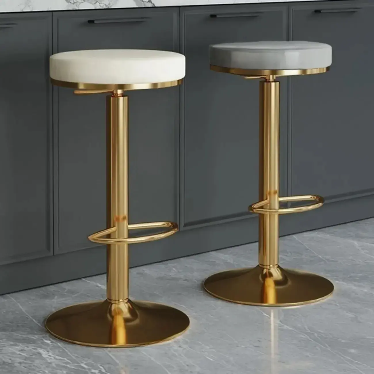 Adjustable Swivel Iron Backless Counter Height Bar Stools Image - 1 | homeyfad
