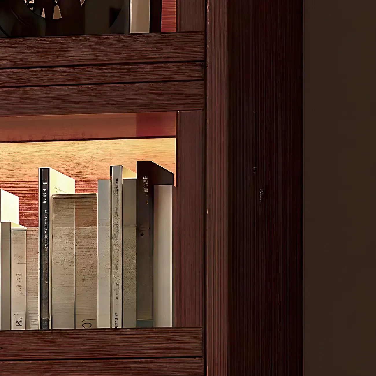 Scandinavian Natural 5-Tier Wood Bookcase with Flip-up Doors Image - 14