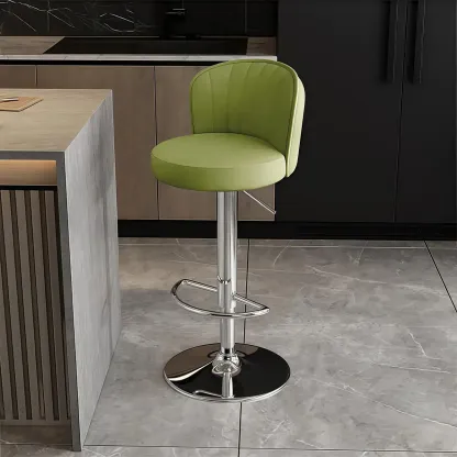 Modern Leather Adjustable Swivel Bar Stools with Back Image - 53