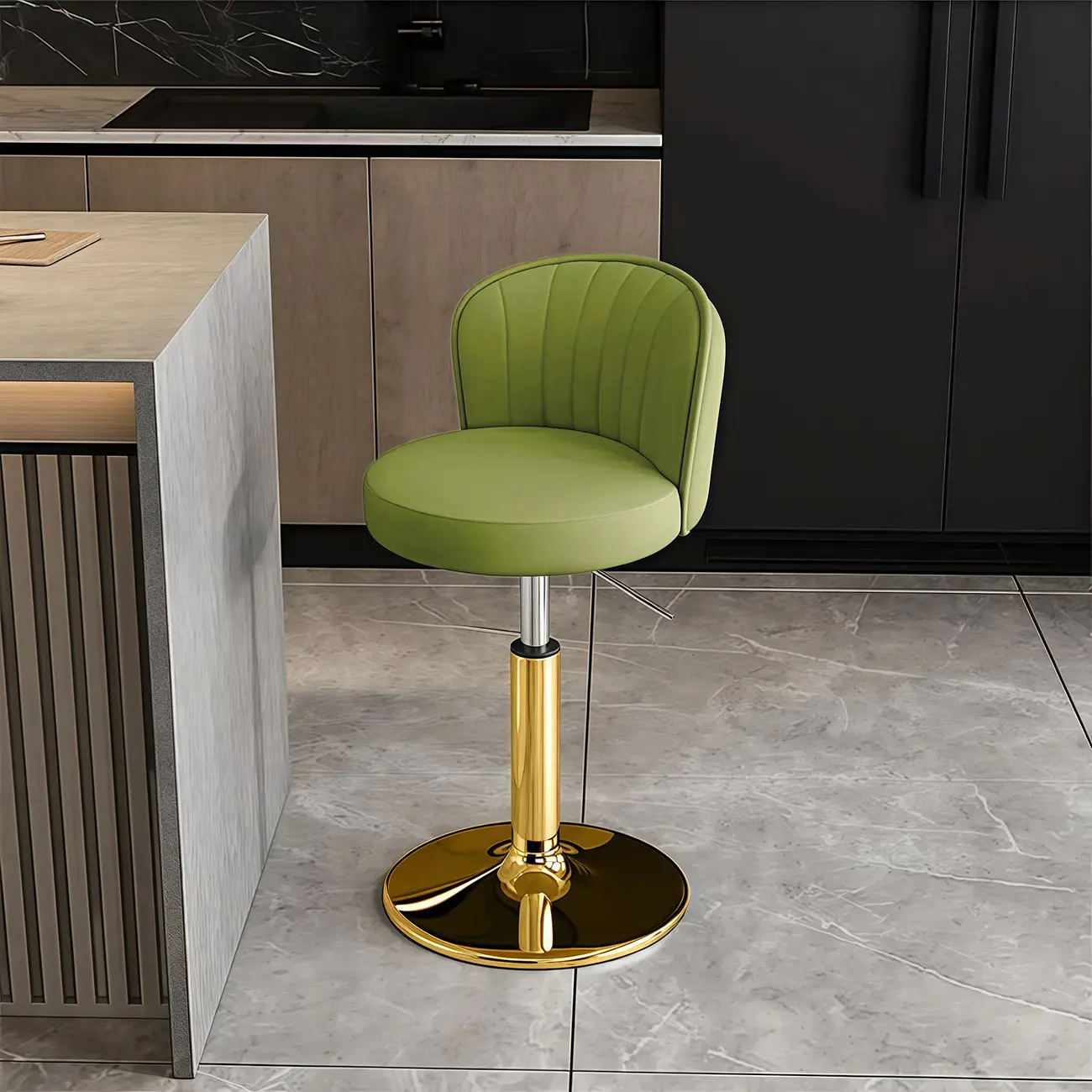 Modern Leather Adjustable Swivel Bar Stools with Back Image - 27 | homeyfad