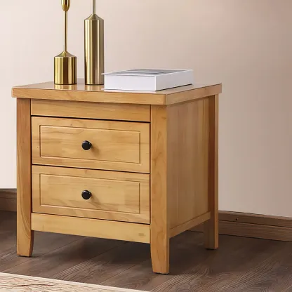 Antique 2 Tiers Drawer Wooden Grey Nightstand Image - 3