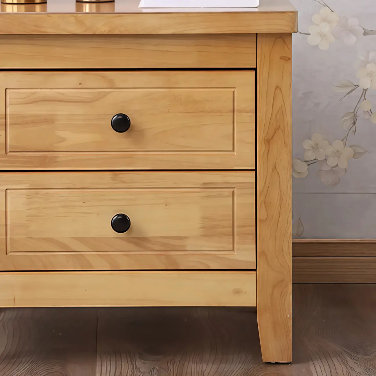 Antique 2 Tiers Drawer Wooden Grey Nightstand Image - 9 | homeyfad