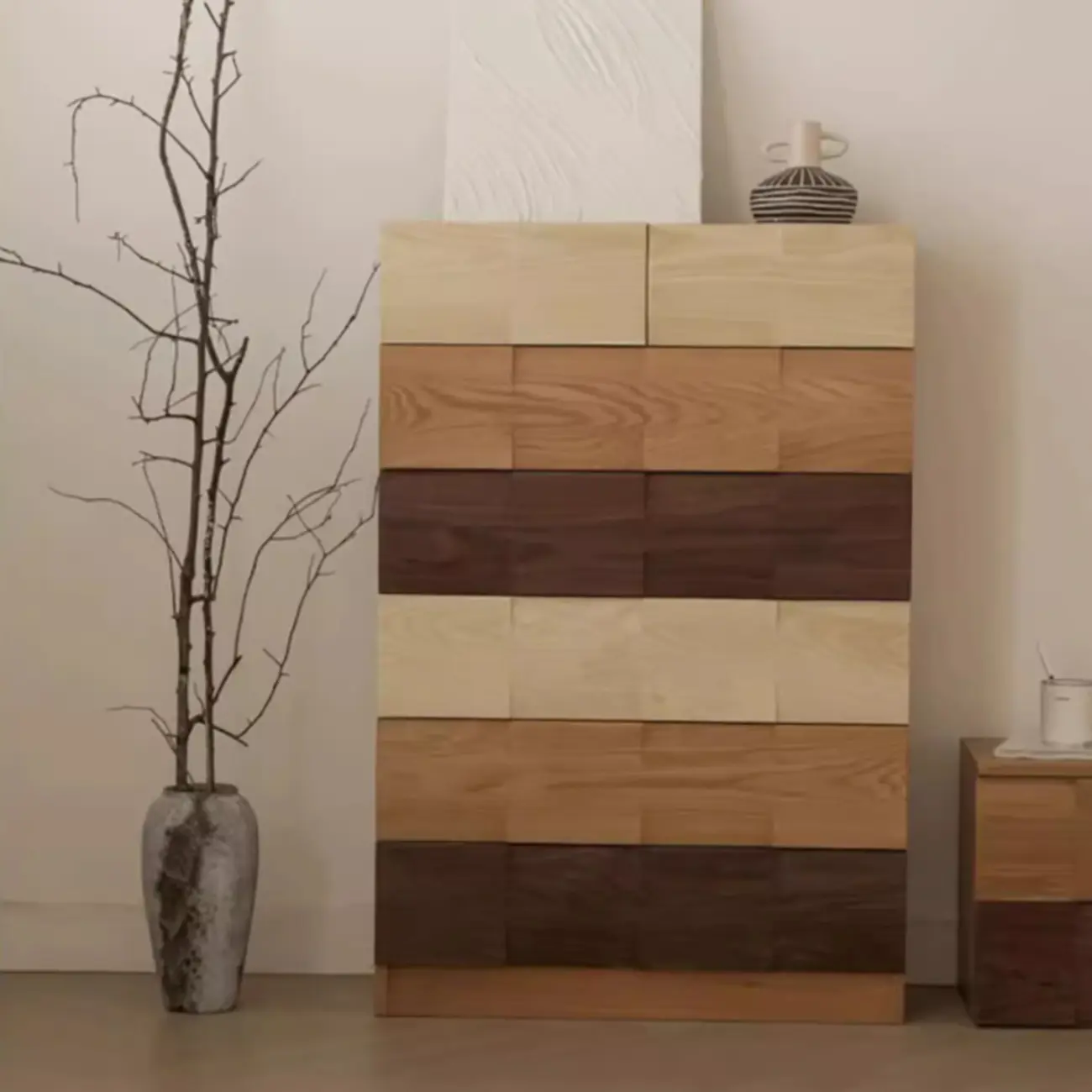 Scandinavian Brown Solid Wood Shoe Cabinet for Entryway Image - 2 | homeyfad