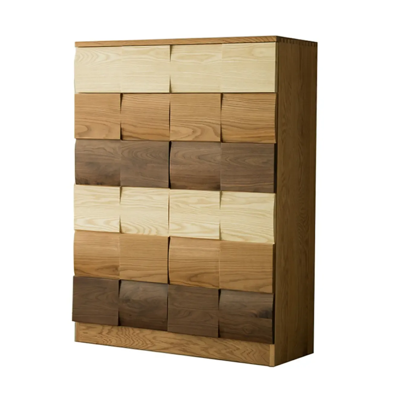 Scandinavian Brown Solid Wood Shoe Cabinet for Entryway Image - 11