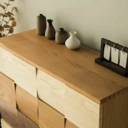 Scandinavian Brown Solid Wood Shoe Cabinet for Entryway Image - 7