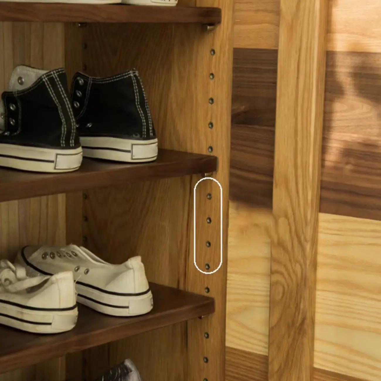 Scandinavian Brown Solid Wood Shoe Cabinet for Entryway Image - 10 | homeyfad