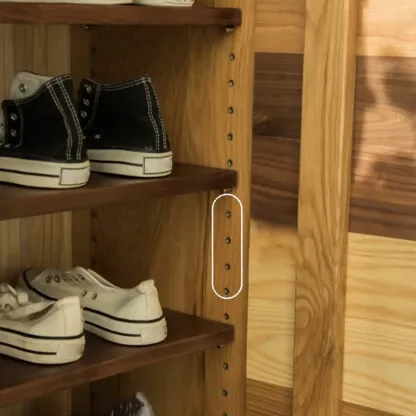 Scandinavian Brown Solid Wood Shoe Cabinet for Entryway Image - 10