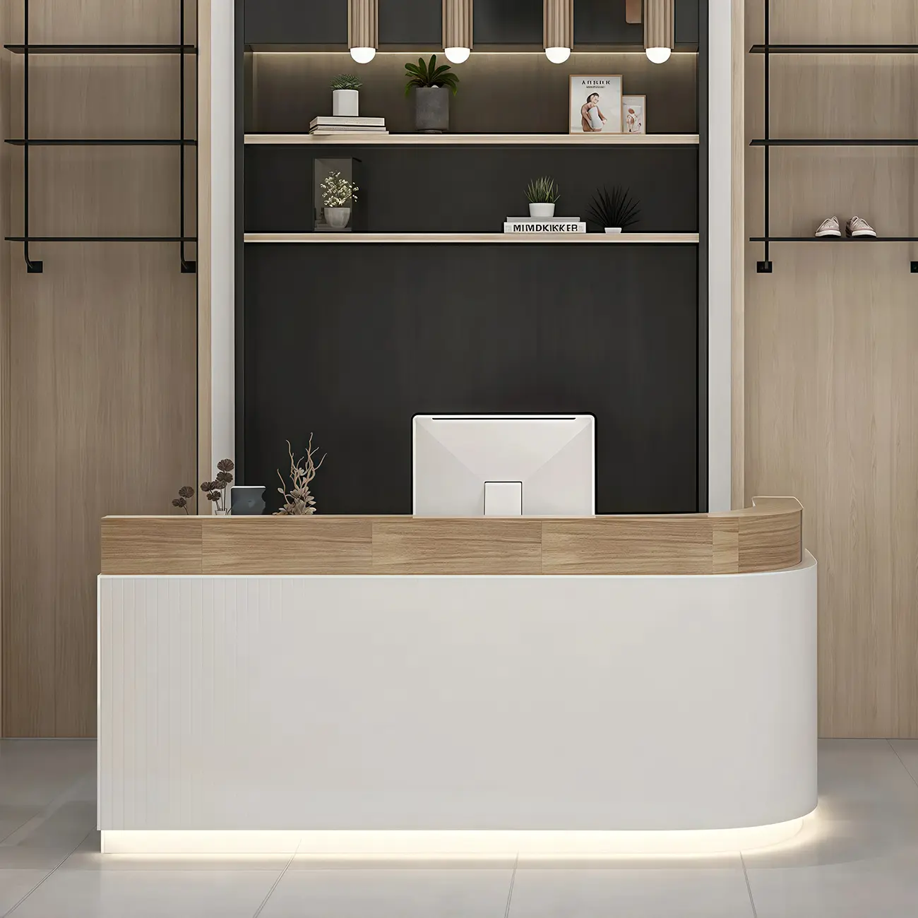 Modern Wood Reception Front Desk with Storage Image - 12 | homeyfad