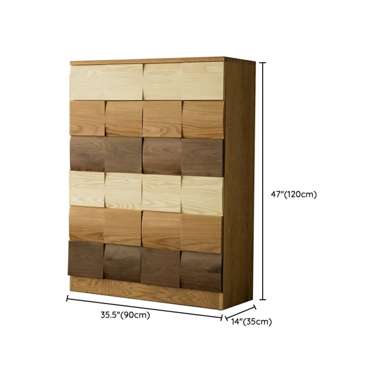 Scandinavian Brown Solid Wood Shoe Cabinet for Entryway #size