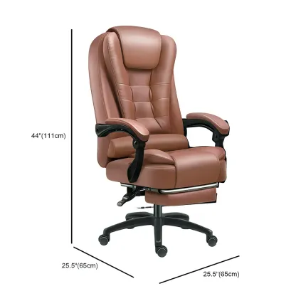 Ergonomic Black Leather Swivel Office Chair with Footrest Image - 14
