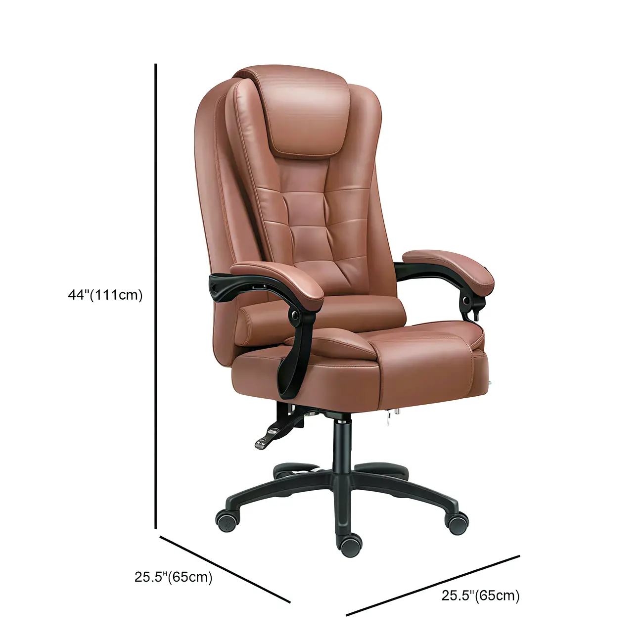 Ergonomic Black Leather Swivel Office Chair with Footrest Image - 15 | homeyfad