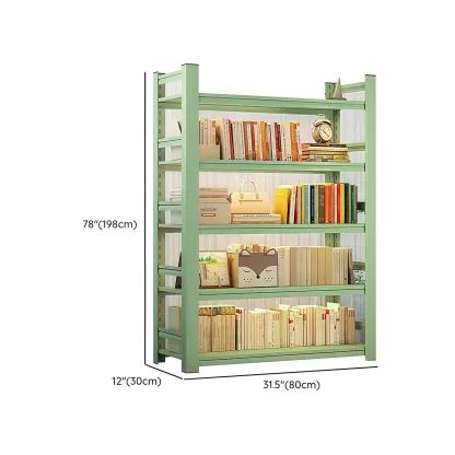 Multi-functional Vertical Green Steel 5-Shelf Bookshelf Image - 18