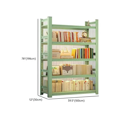 Multi-functional Vertical Green Steel 5-Shelf Bookshelf Image - 21