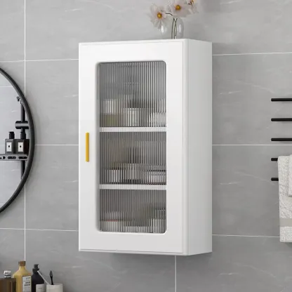 Modern Simple Floating Glass Door Wood China Cabinet Image - 3