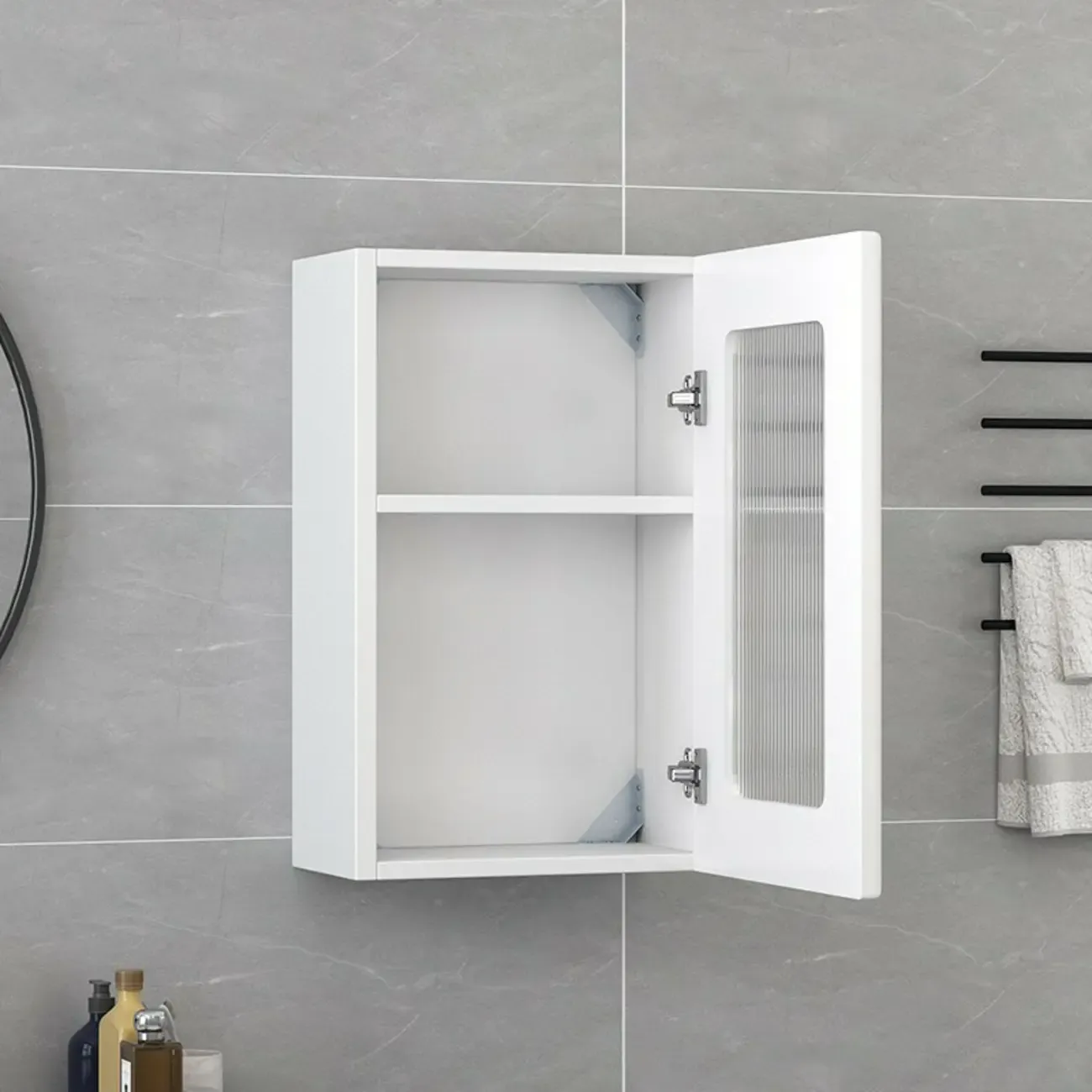 Modern Simple Floating Glass Door Wood China Cabinet Image - 4