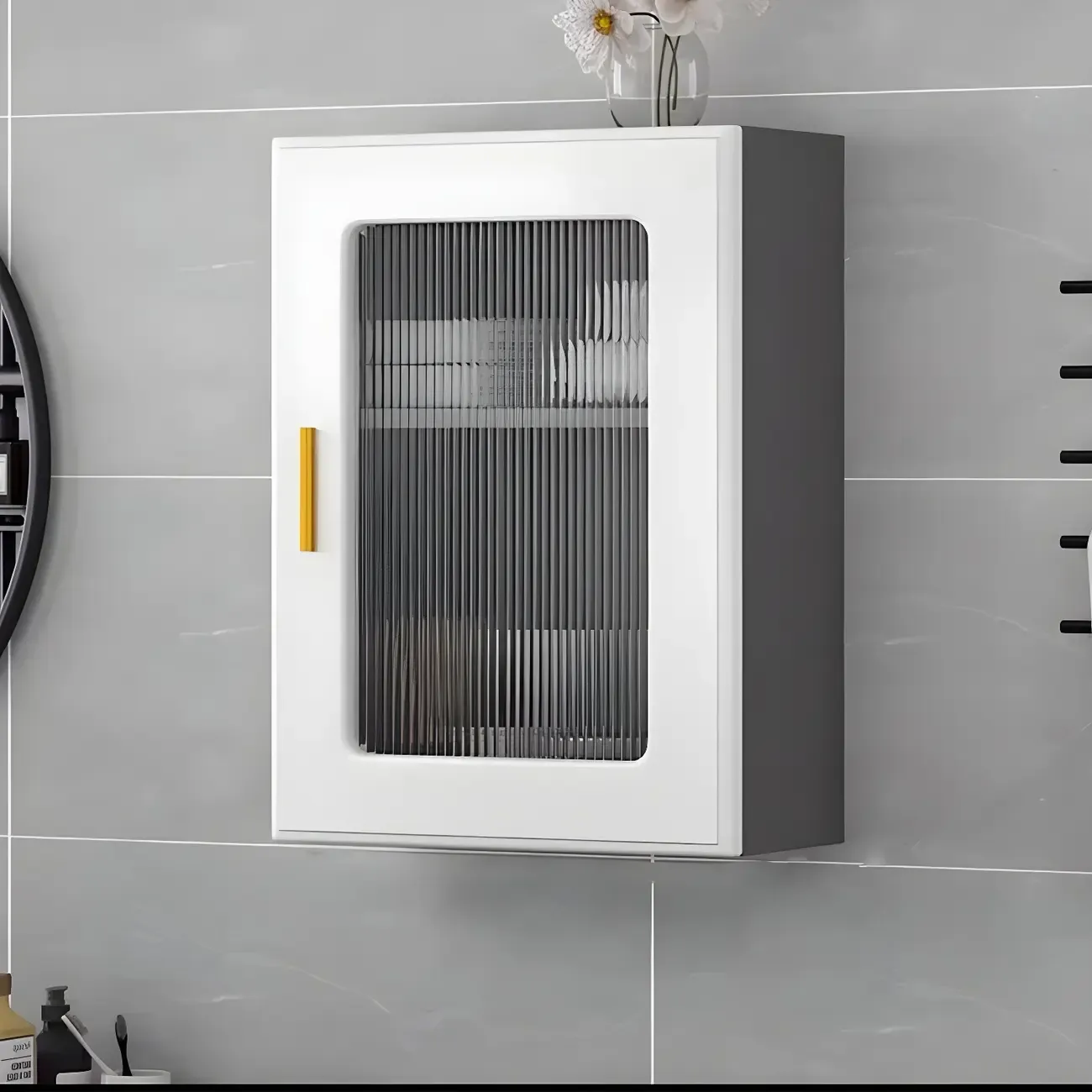 Modern Simple Floating Glass Door Wood China Cabinet Image - 7