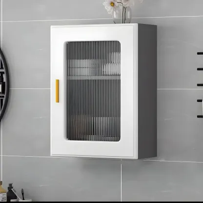 Modern Simple Floating Glass Door Wood China Cabinet Image - 7