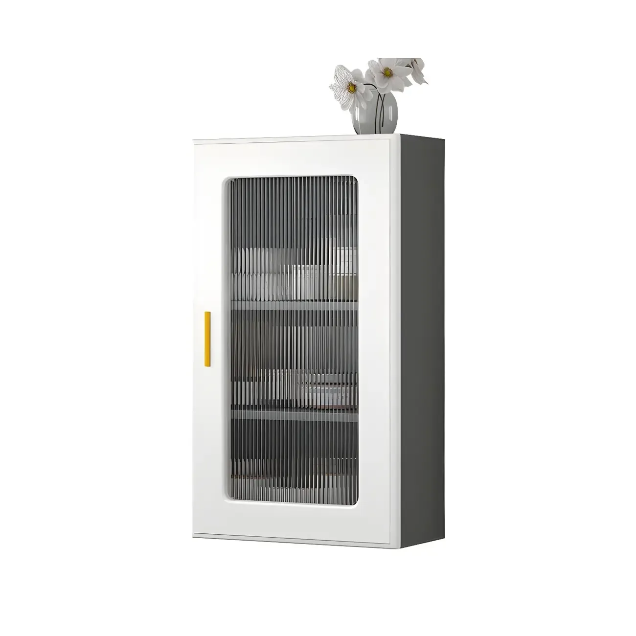 Modern Simple Floating Glass Door Wood China Cabinet Image - 11