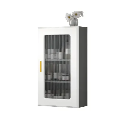 Modern Simple Floating Glass Door Wood China Cabinet Image - 11