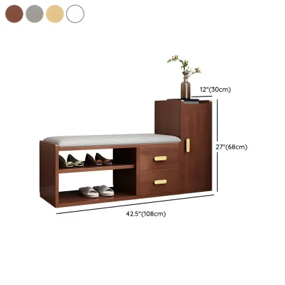 Scandinavian Nut-Brown Wooden Shoe Storage Bench #size