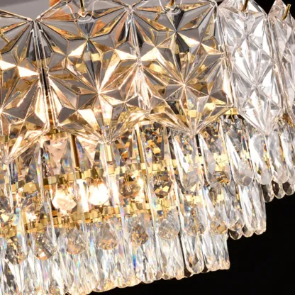 Modern Tier Gold Crystal Drum Chandelier Height Adjustable Image - 8