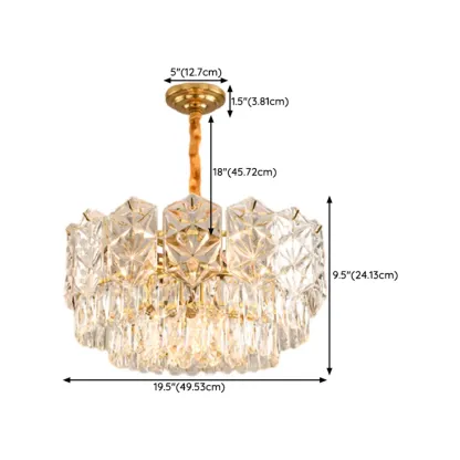 Modern Tier Gold Crystal Drum Chandelier Height Adjustable Image - 13