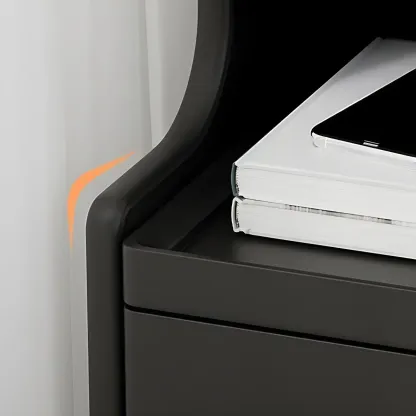 Multi-Function White Wood Storage Narrow Nightstand Image - 12