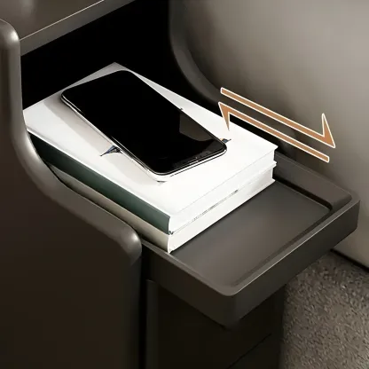 Multi-Function White Wood Storage Narrow Nightstand Image - 14