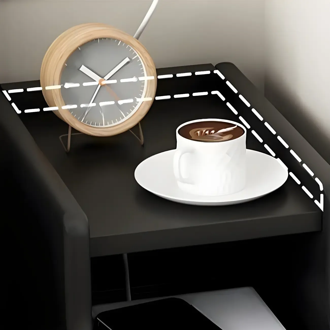 Multi-Function White Wood Storage Narrow Nightstand Image - 17