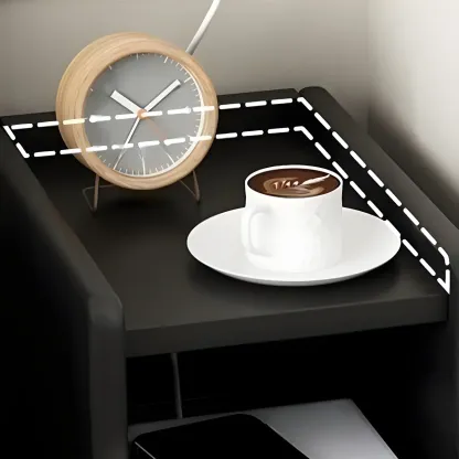 Multi-Function White Wood Storage Narrow Nightstand Image - 17