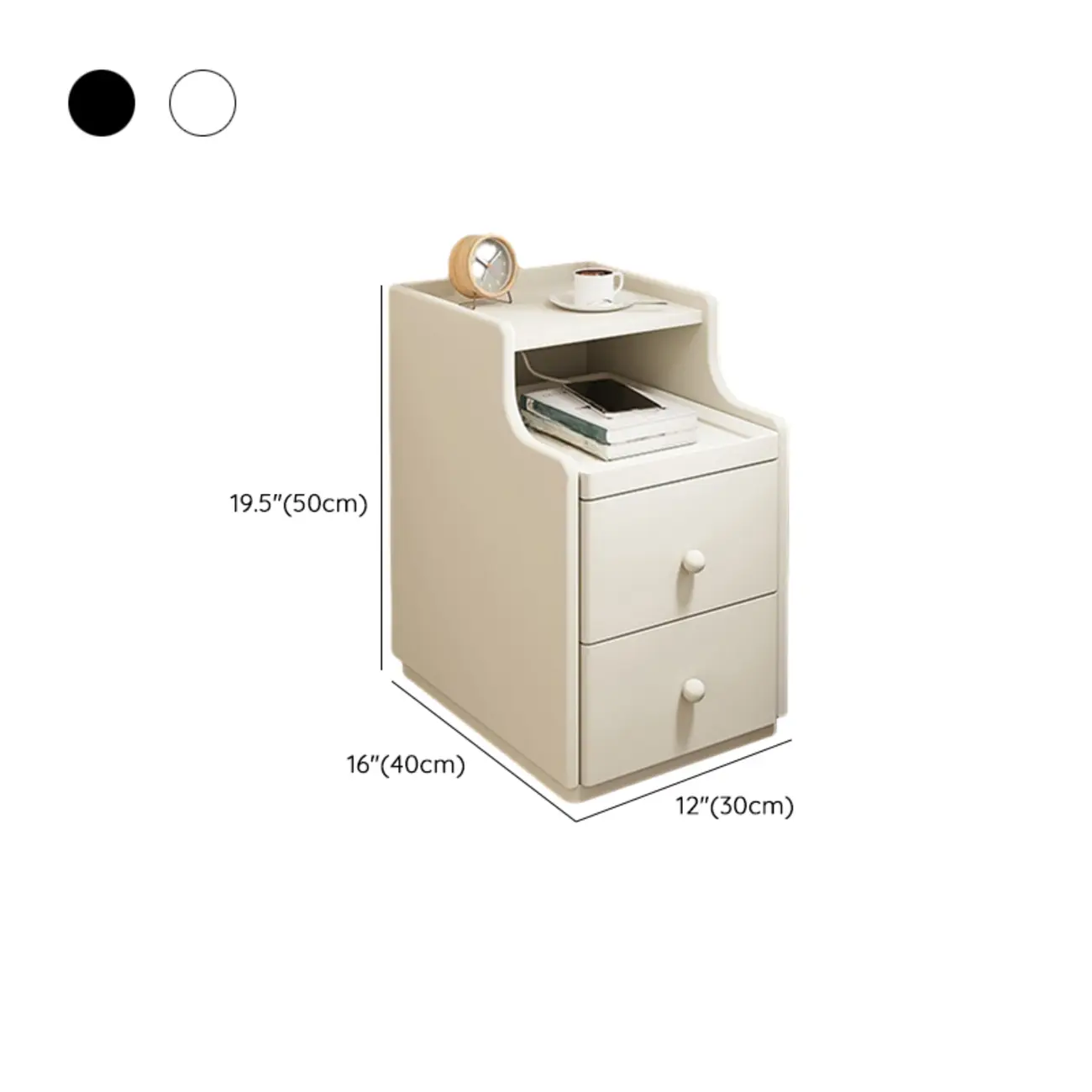 Multi-Function White Wood Storage Narrow Nightstand Image - 23 | homeyfad