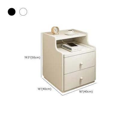 Multi-Function White Wood Storage Narrow Nightstand Image - 24