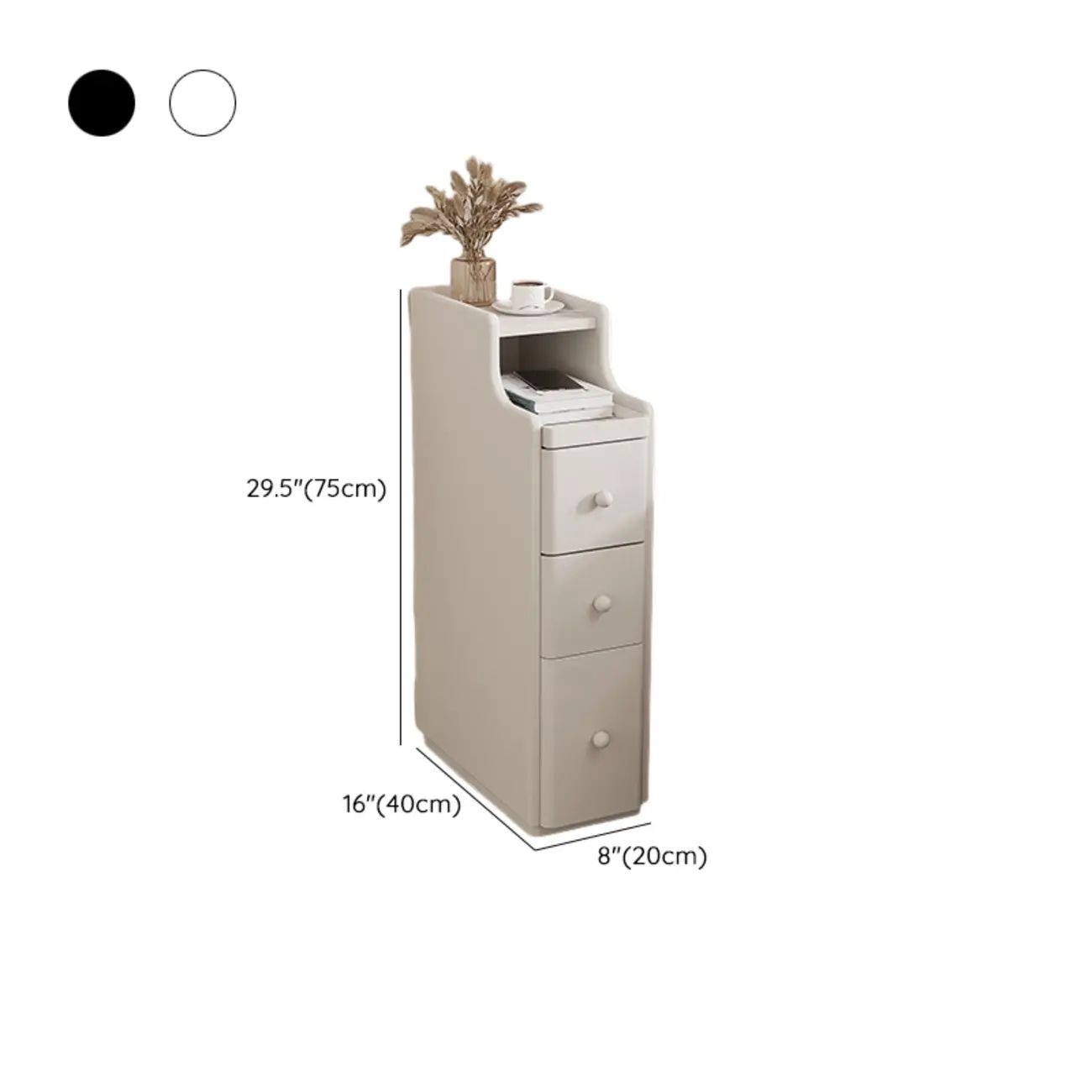 Multi-Function White Wood Storage Narrow Nightstand Image - 25 | homeyfad