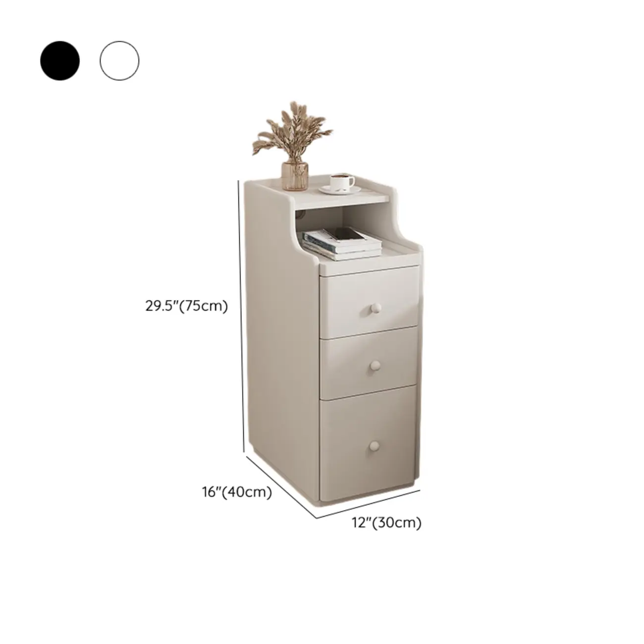 Multi-Function White Wood Storage Narrow Nightstand Image - 26 | homeyfad